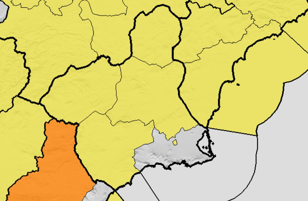 Temperaturas m�ximas en ligero descenso y fuertes vientos en casi toda la Regi�n para el jueves